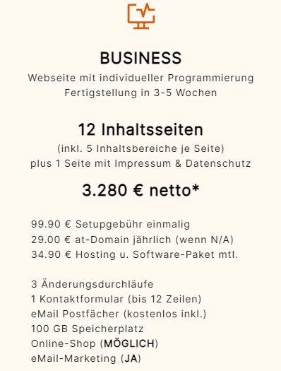 Webseite Business