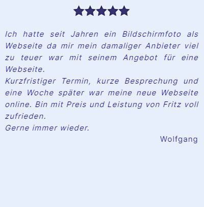 5-Sterne-Bewertung Wolfgang